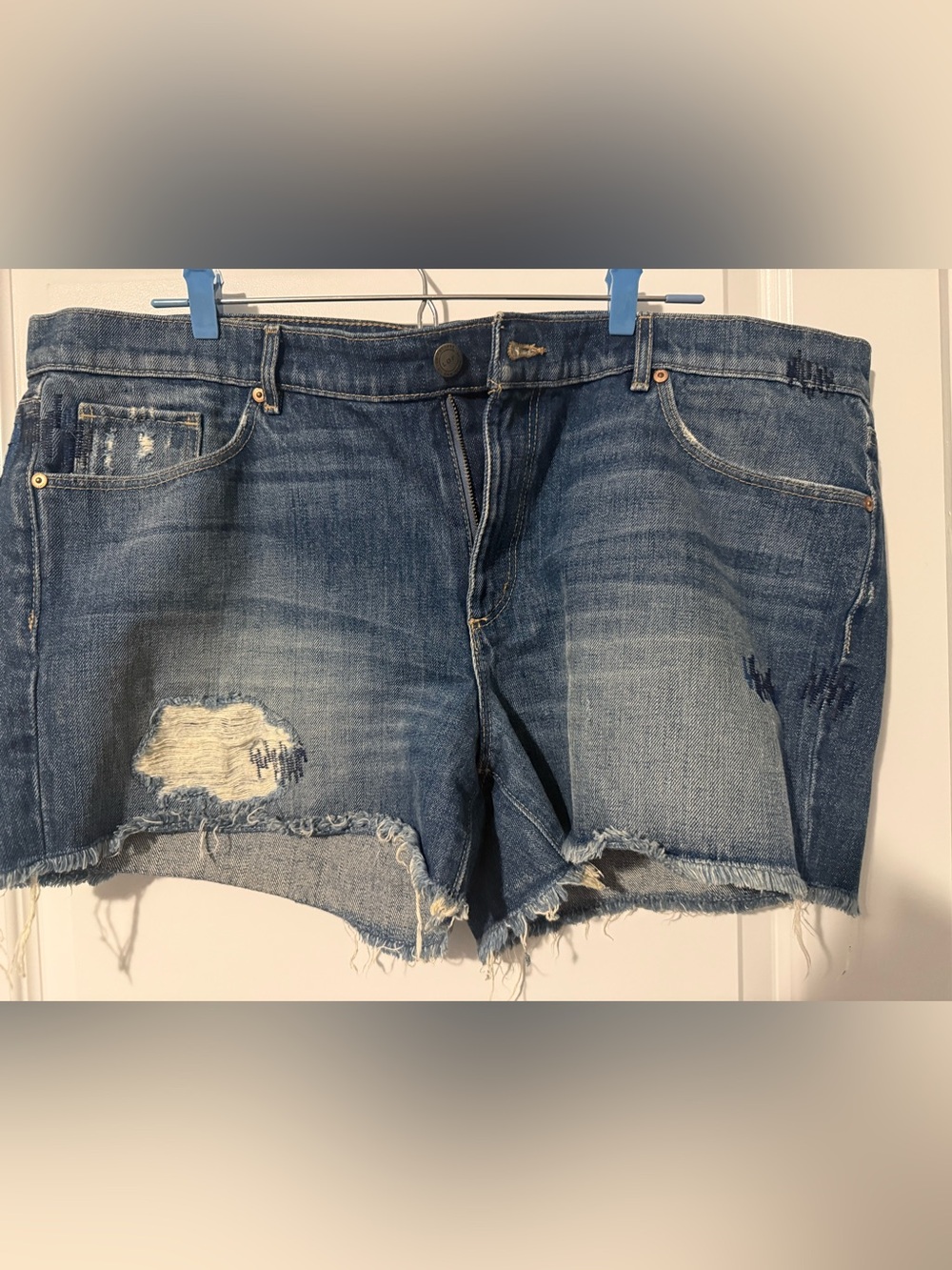 LOFT Distressed Blue Denim Cutoff Shorts
